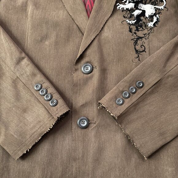 VTG Affliction Red Label Premium Men's Goth Blazer Jacket XL 48-50 Graphic RARE - Picture 4 of 14